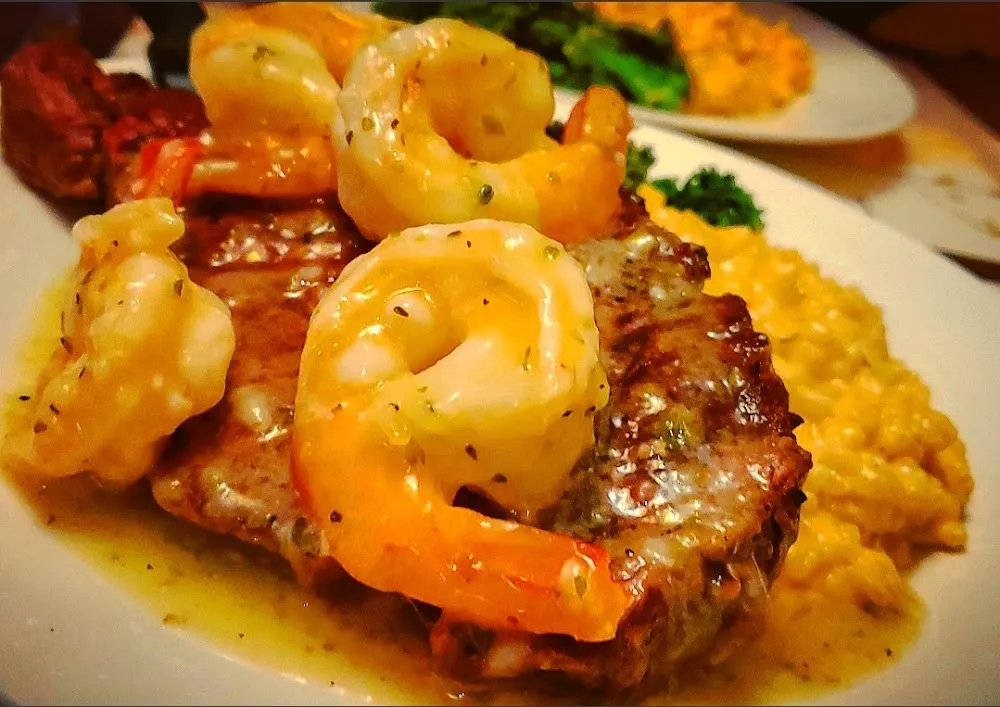 16 Ounce Ribeye with Creamy Shrimp Scampi