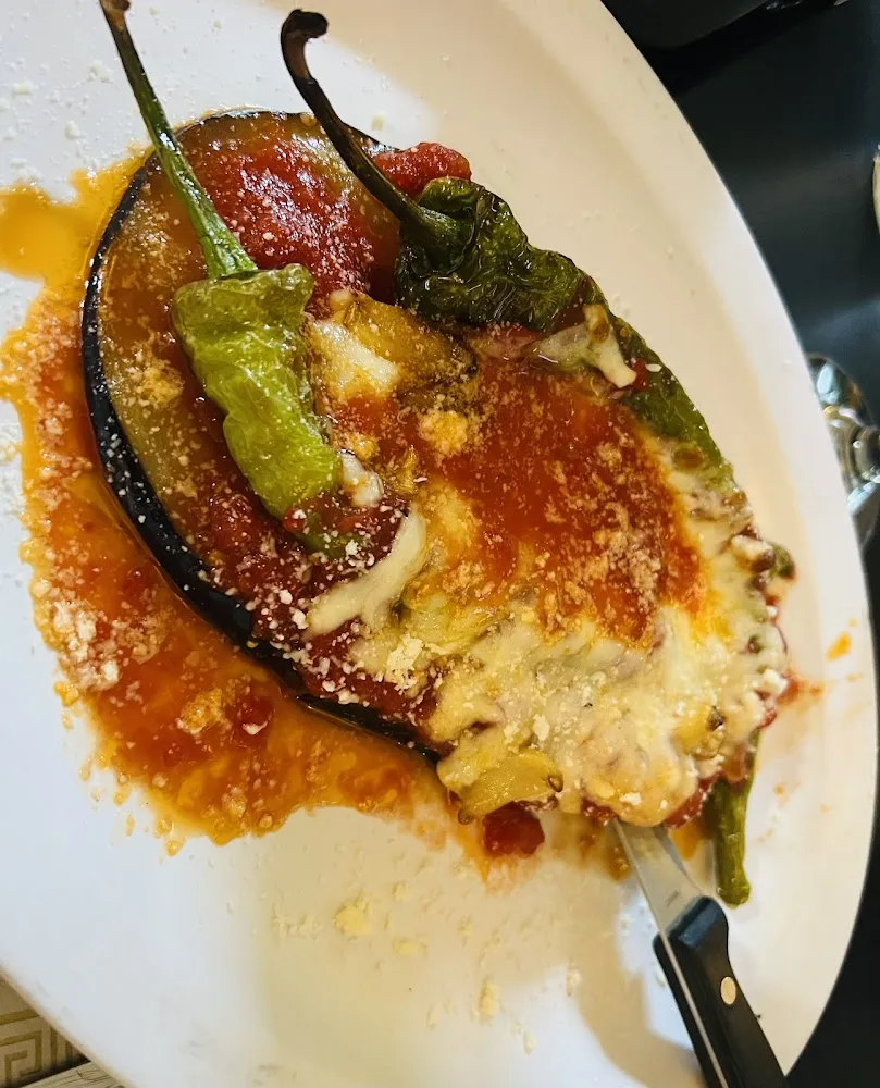 Eggplant in Italian Long Hot Peppers